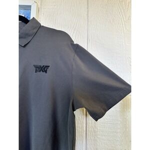Pxg Men's Medium 1/4 Button Gray Collared Embroidered Logo Golf Outdoor Shirt